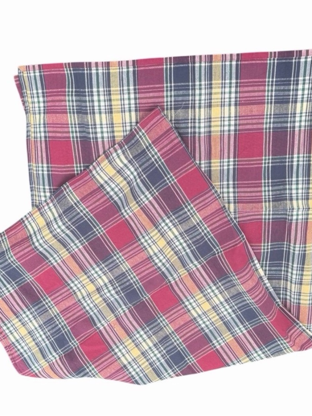 Madras Plaid Tablecloth Navy Square Dining Linen Picnic Park Concert